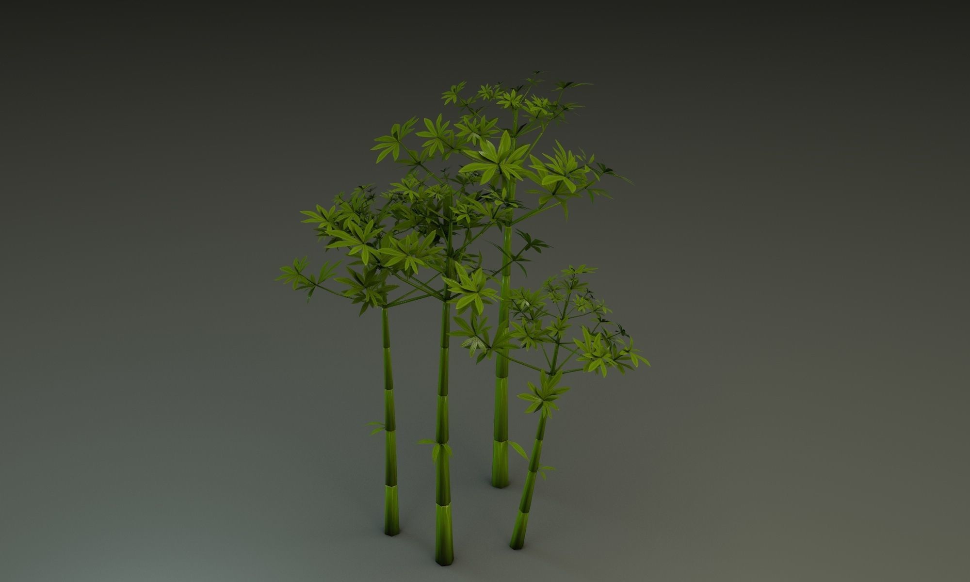 Low poly hand painted bamboo grove in cartoon style Low-poly 3D model_2