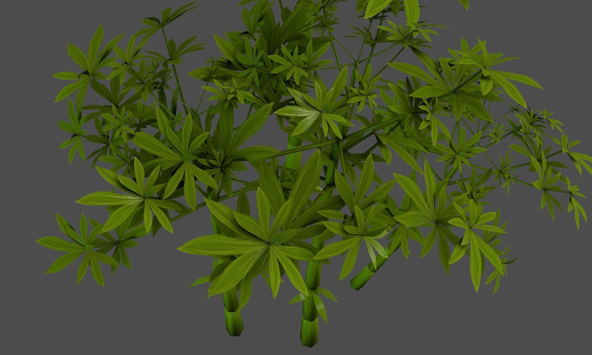 Low poly hand painted bamboo grove in cartoon style Low-poly 3D model_7