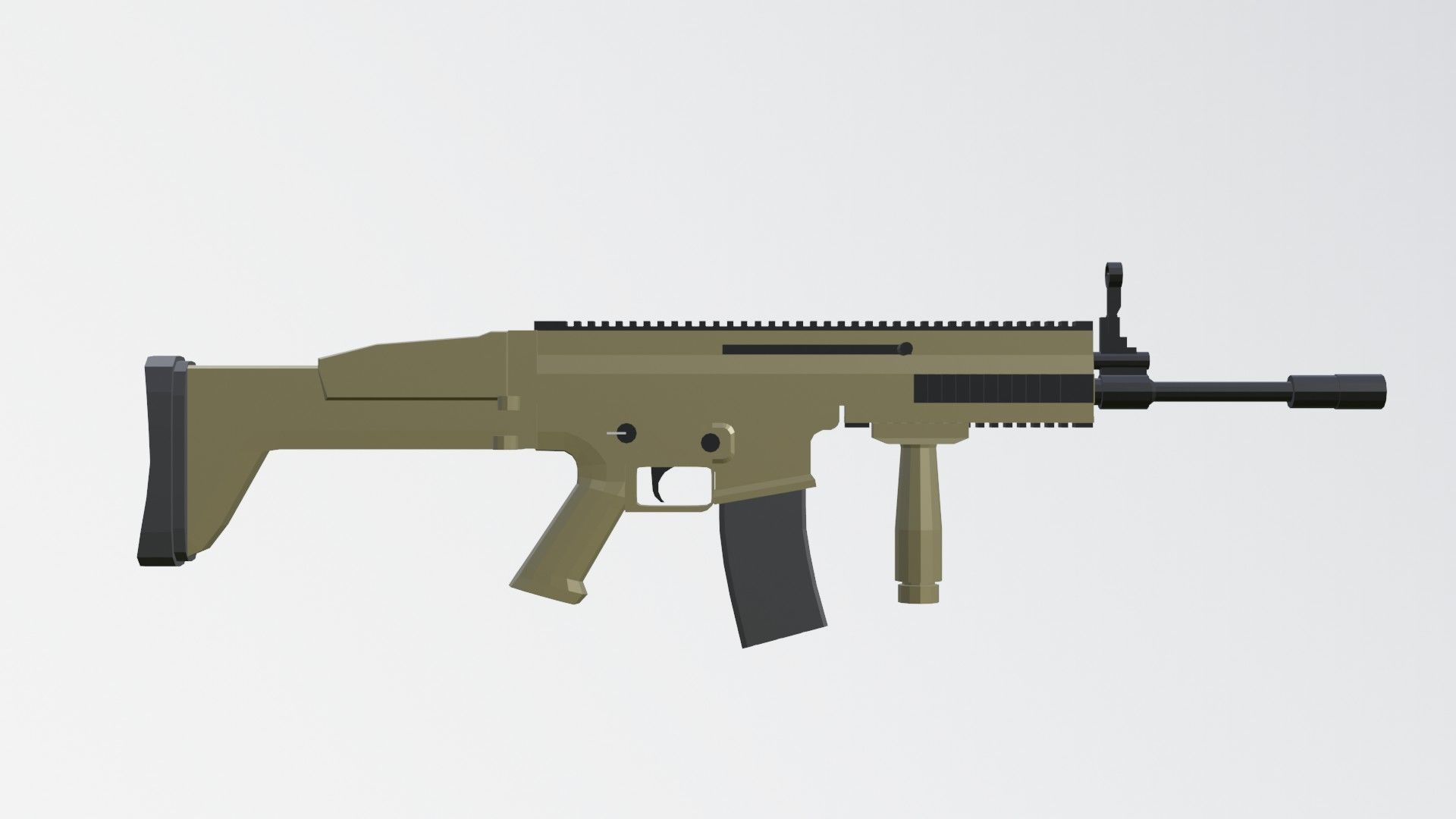 SCAR H low poly automatic rifle Low-poly 3D model_6