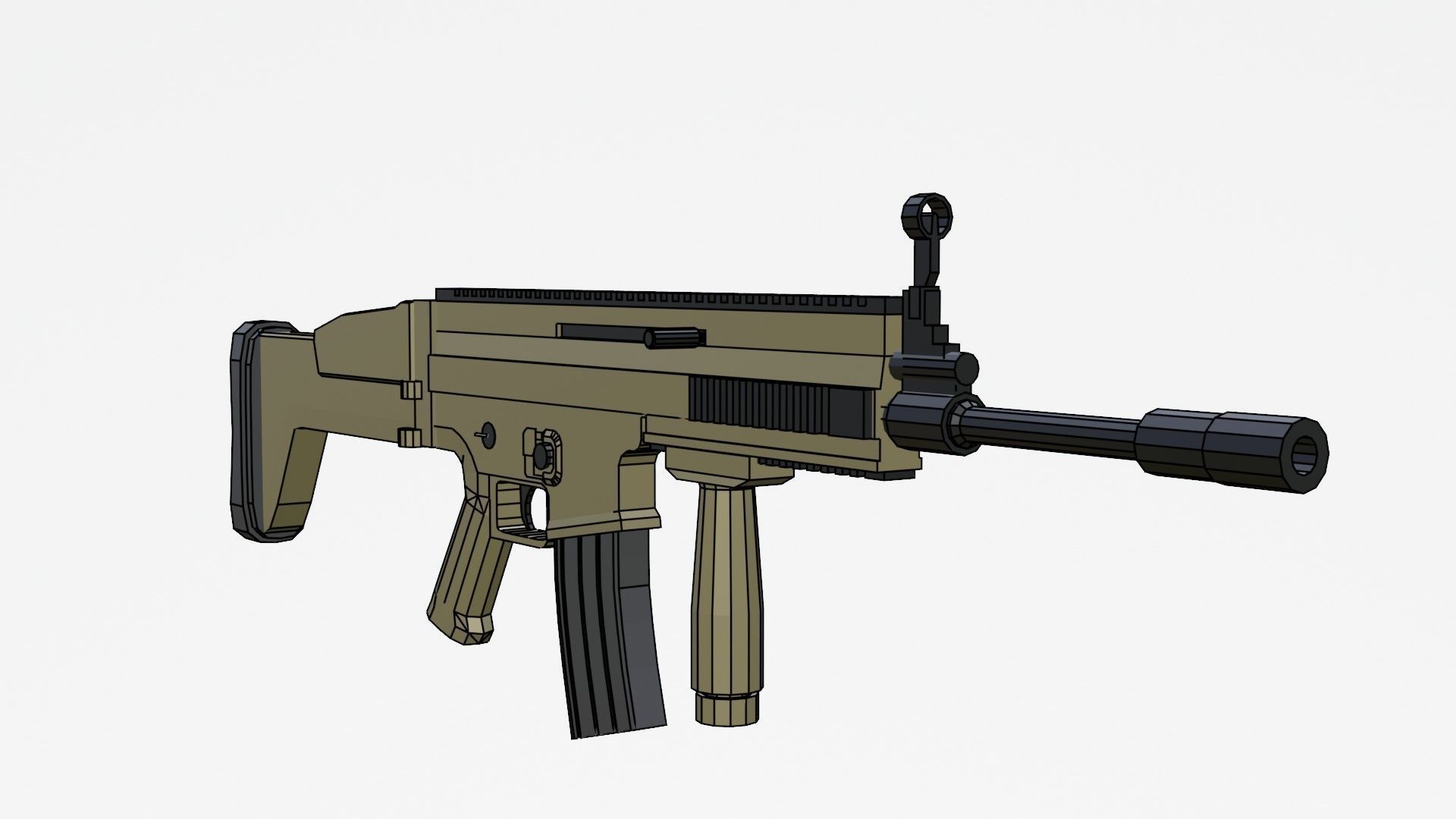 SCAR H low poly automatic rifle Low-poly 3D model_14