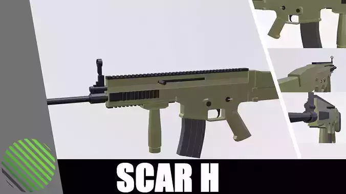 SCAR H low poly automatic rifle Low-poly 3D model