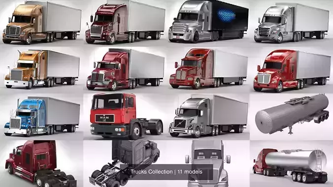 Trucks Collection semi truck with lights 