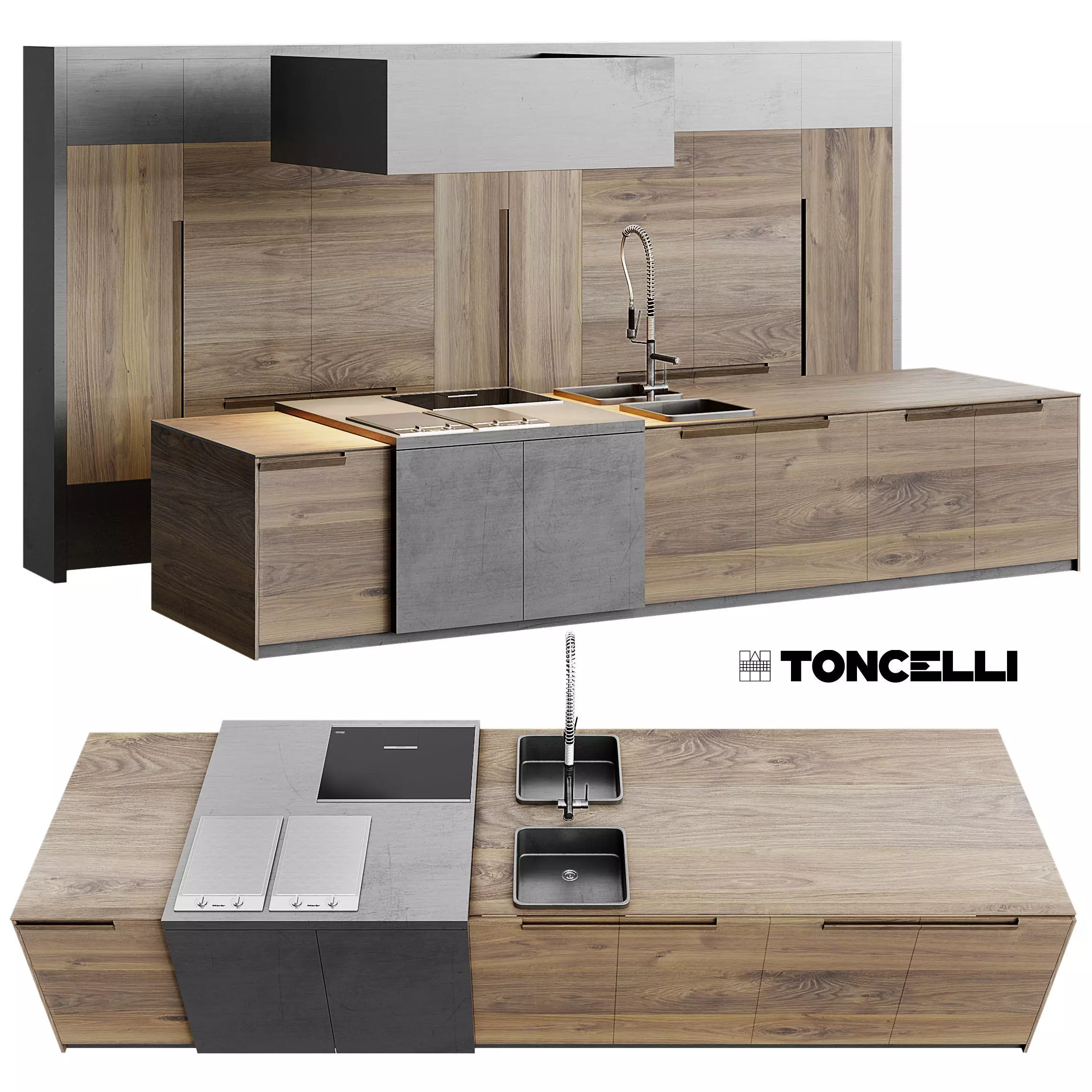 AVE Toncelli Essence Kitchen and Miele 3D model