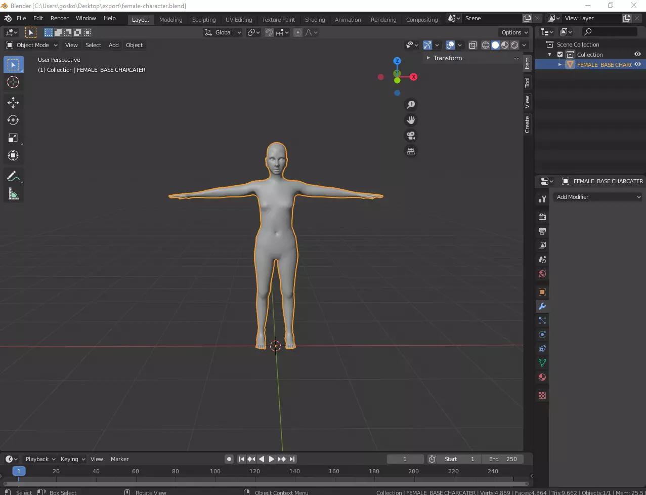 female base model 3D model_0