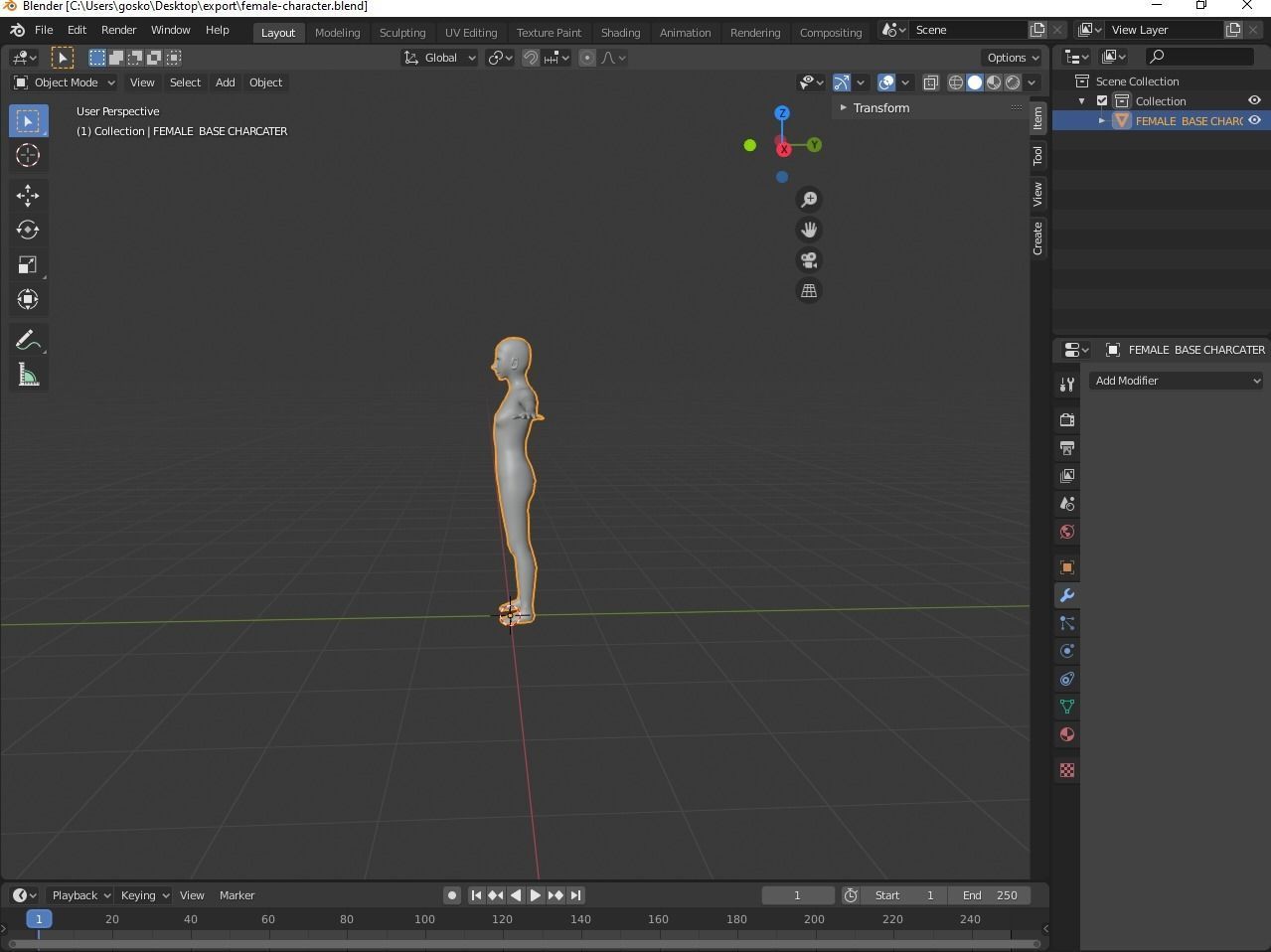 female base model 3D model_1