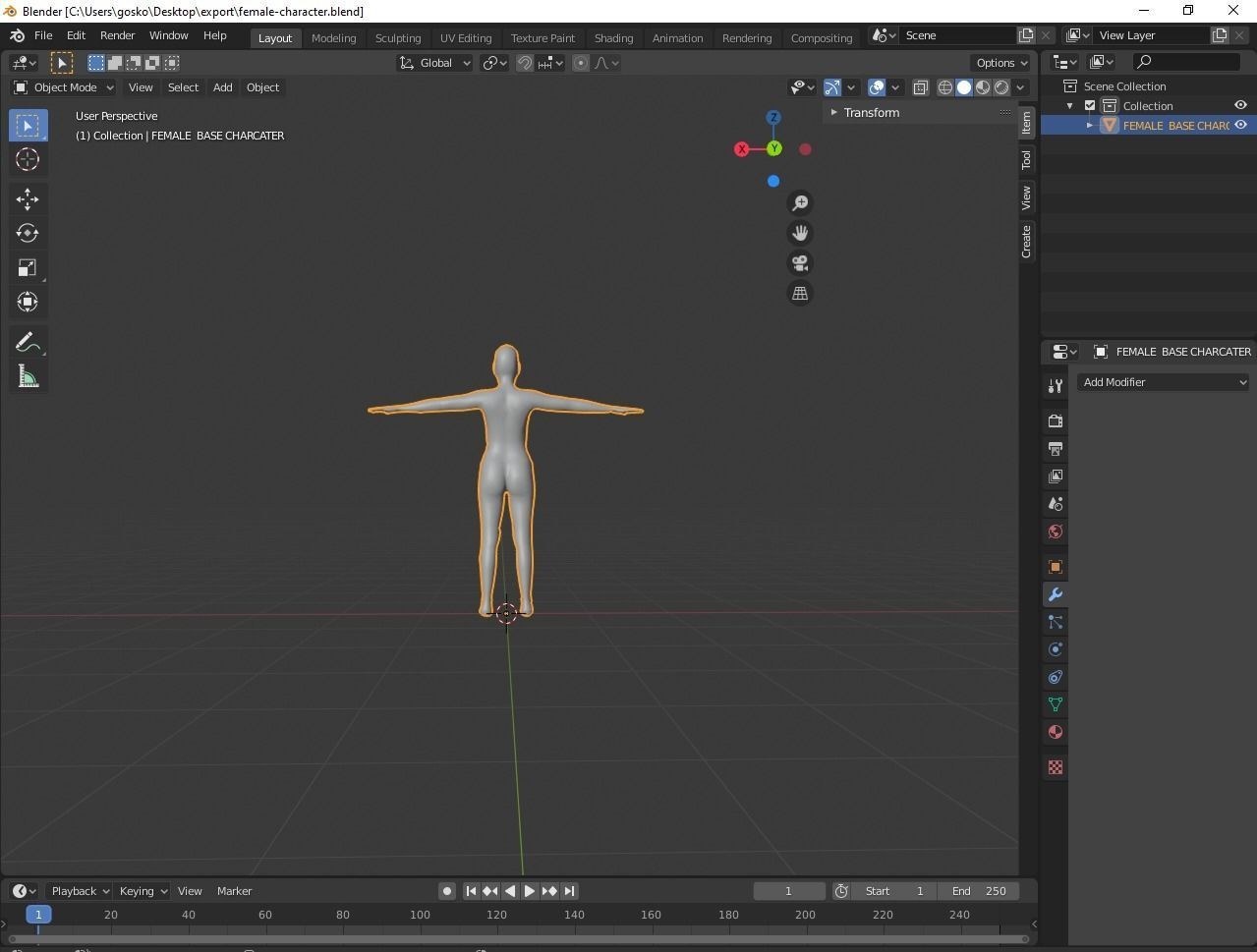 female base model 3D model_2