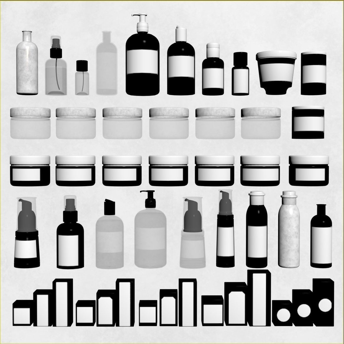 CosmeticsSet1 skin care products arranged 3D model_3