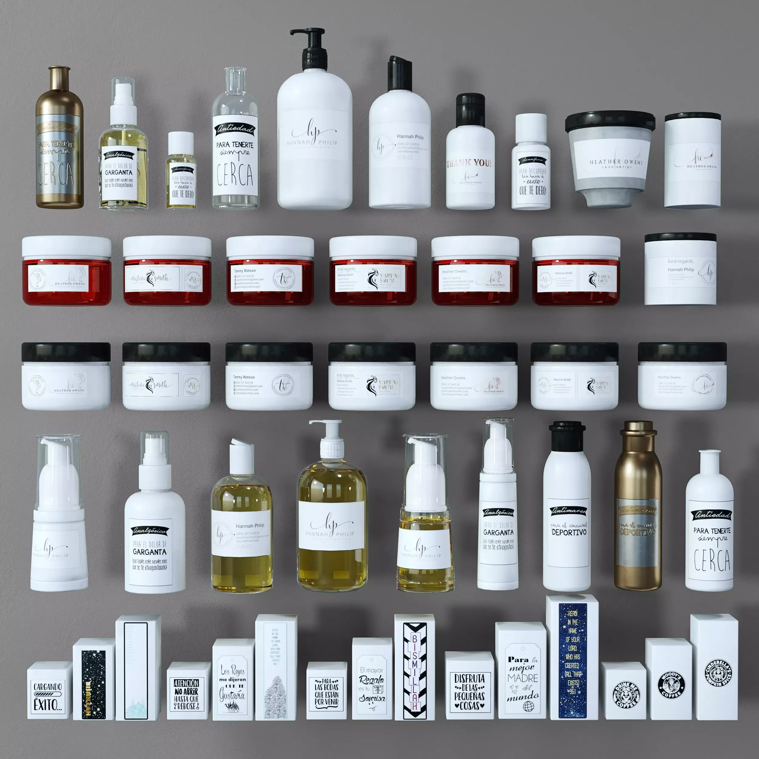 CosmeticsSet1 skin care products arranged 3D model_0