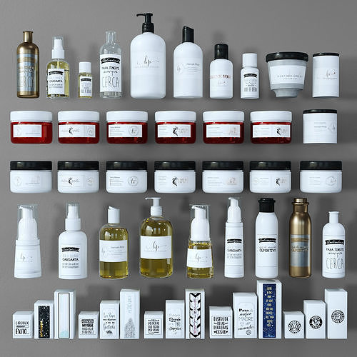 CosmeticsSet1 skin care products arranged 3D model