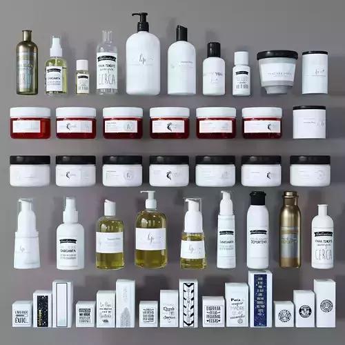 CosmeticsSet1 skin care products arranged 3D model