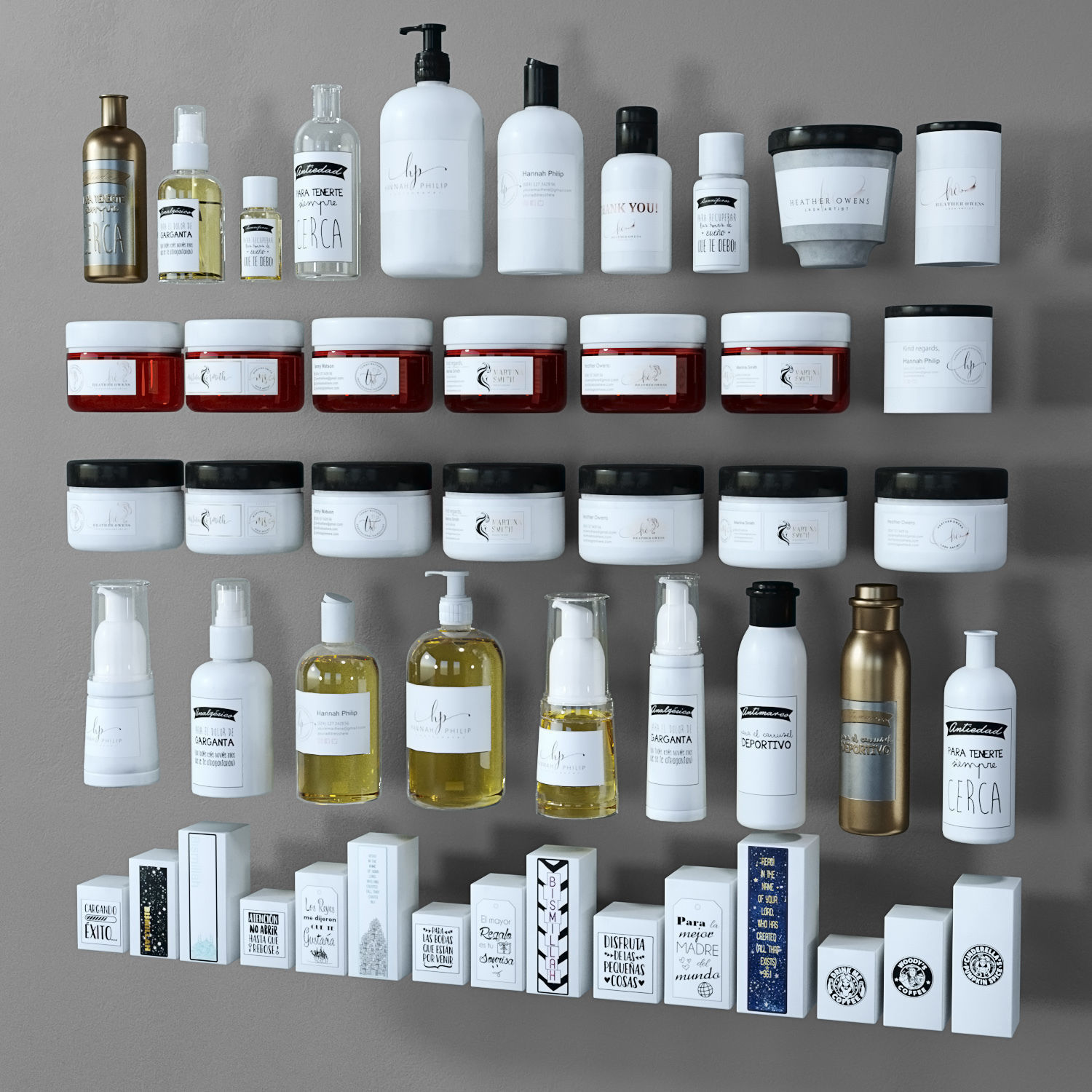 CosmeticsSet1 skin care products arranged 3D model_1