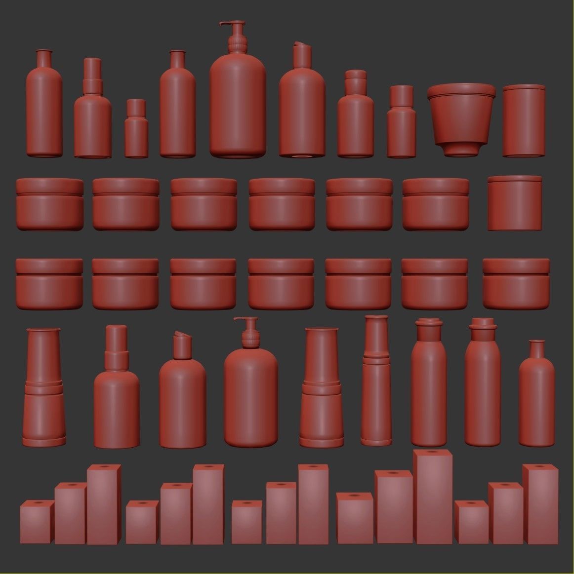 CosmeticsSet1 skin care products arranged 3D model_4