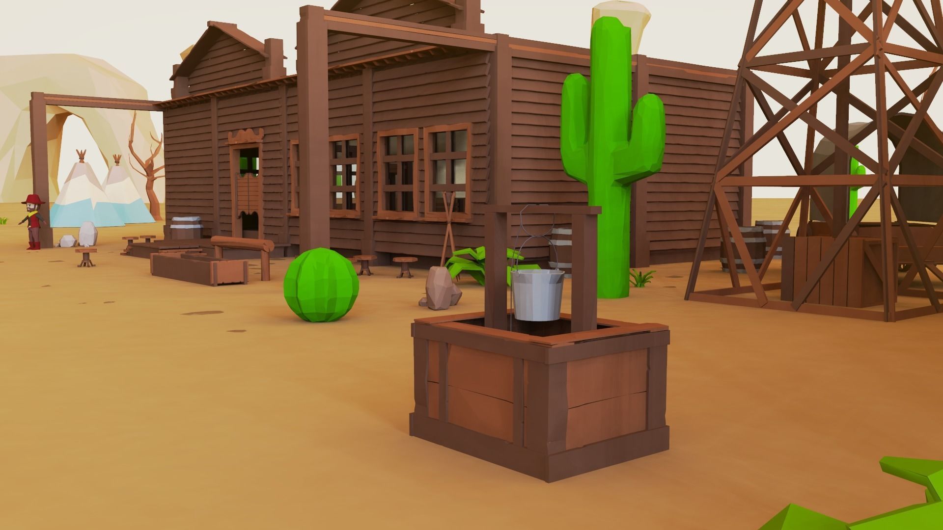 Western Pack - 102 Assets Low-poly 3D model_8