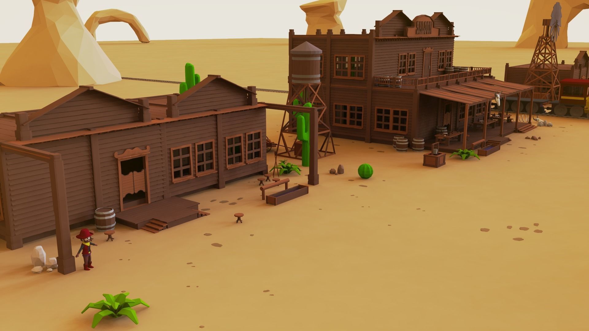 Western Pack - 102 Assets Low-poly 3D model_3