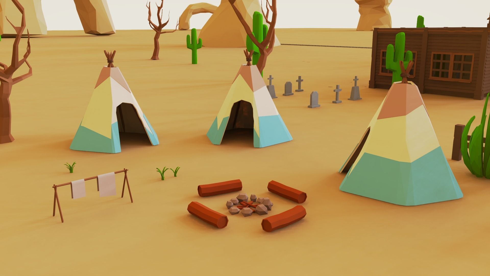 Western Pack - 102 Assets Low-poly 3D model_9