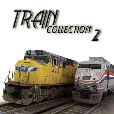 train collection 2 amtrak on tracks Low-poly 3D model