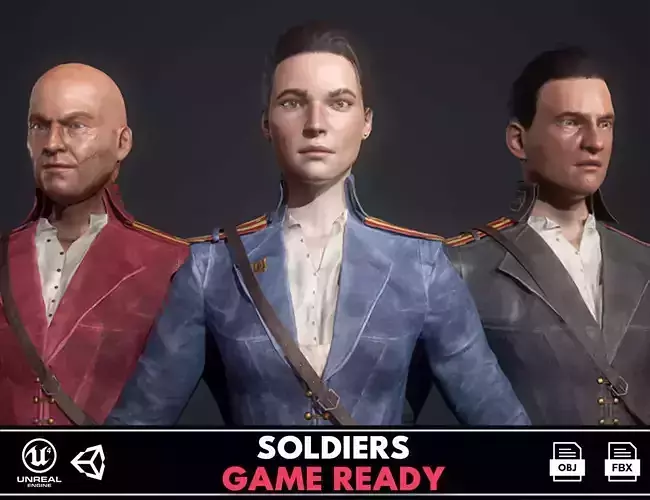 Fictional historical soldiers Low-poly 3D model