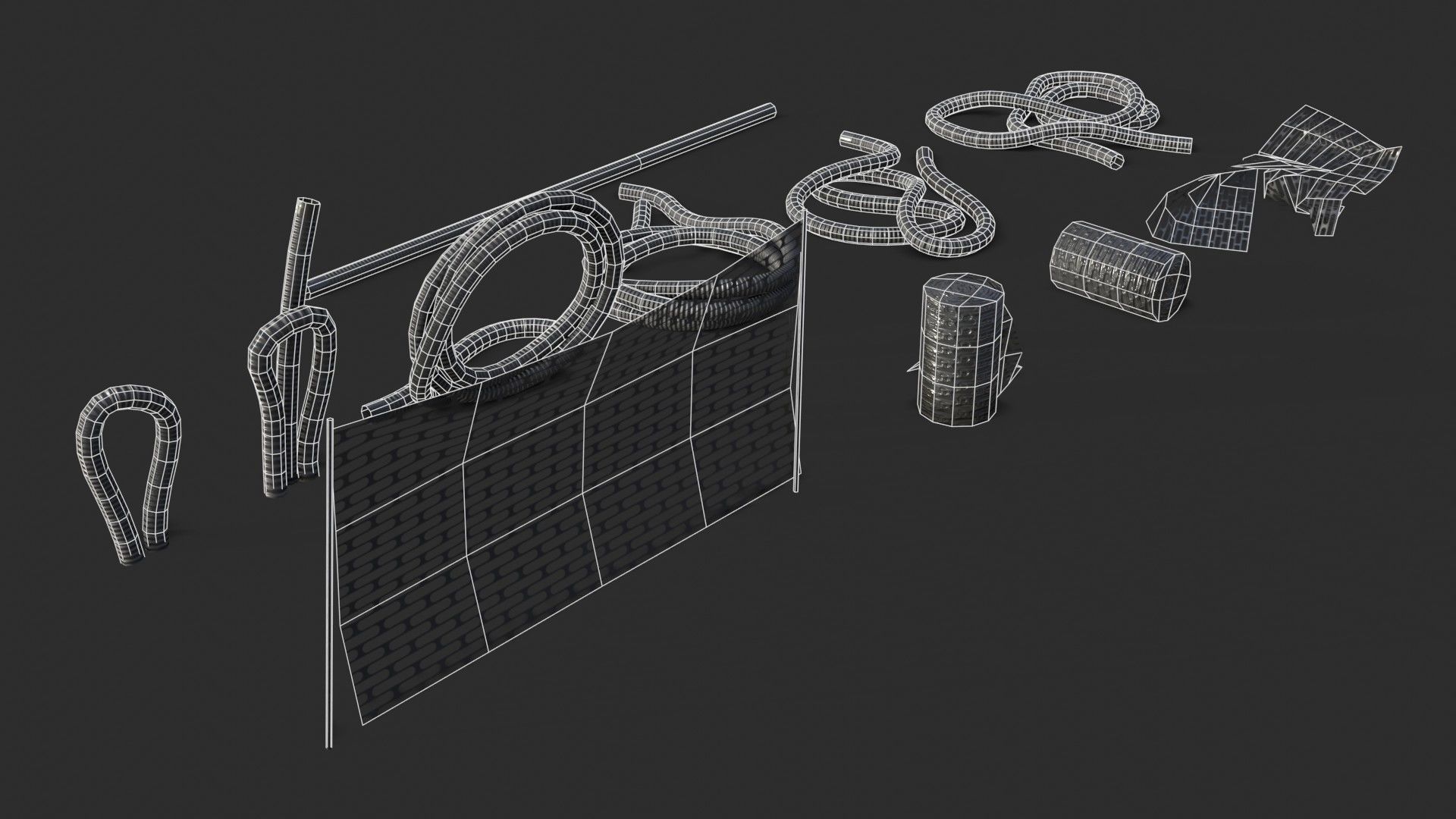 Plastic Ducts and Construction Elements Low-poly 3D model_14