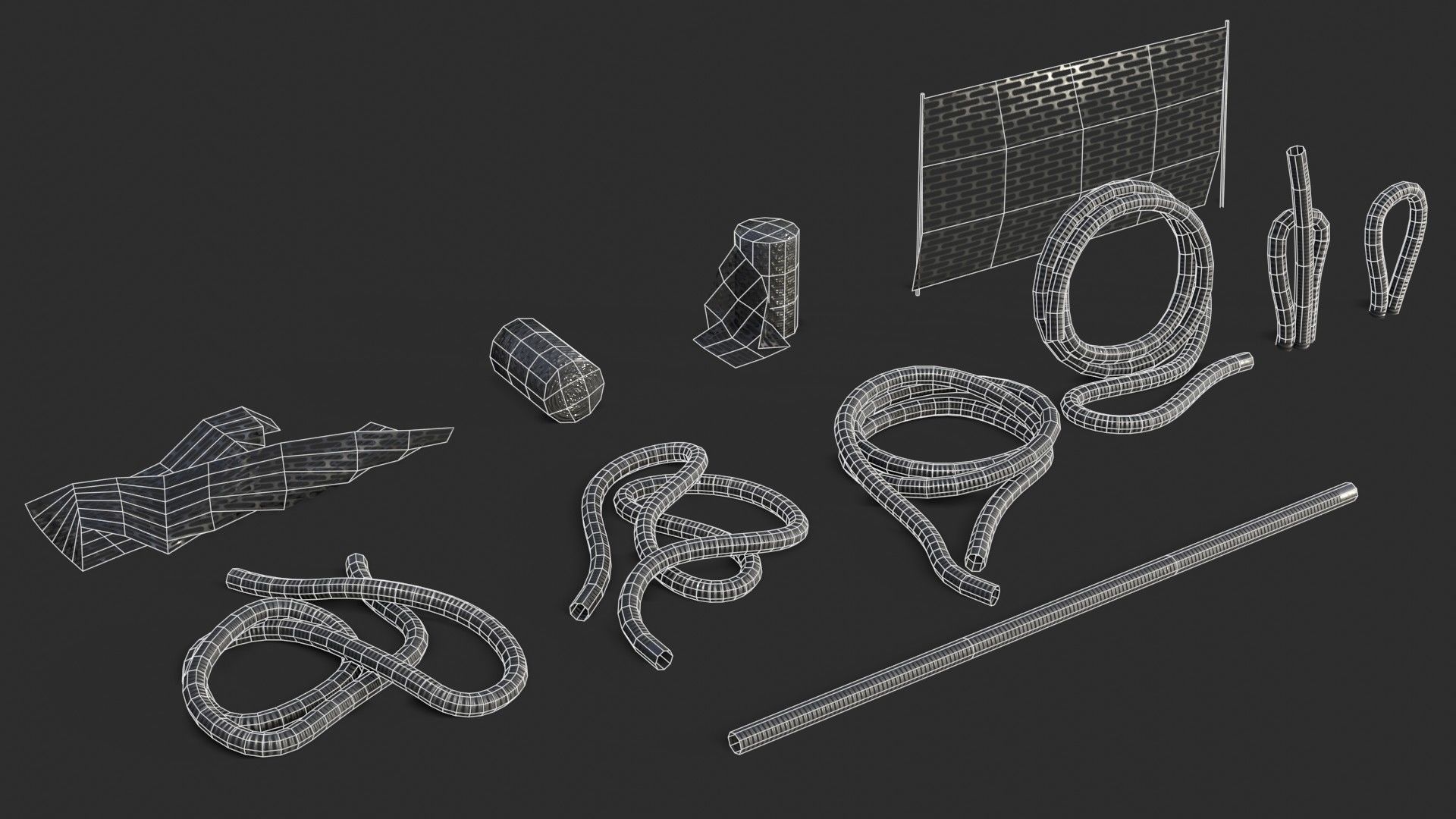 Plastic Ducts and Construction Elements Low-poly 3D model_12
