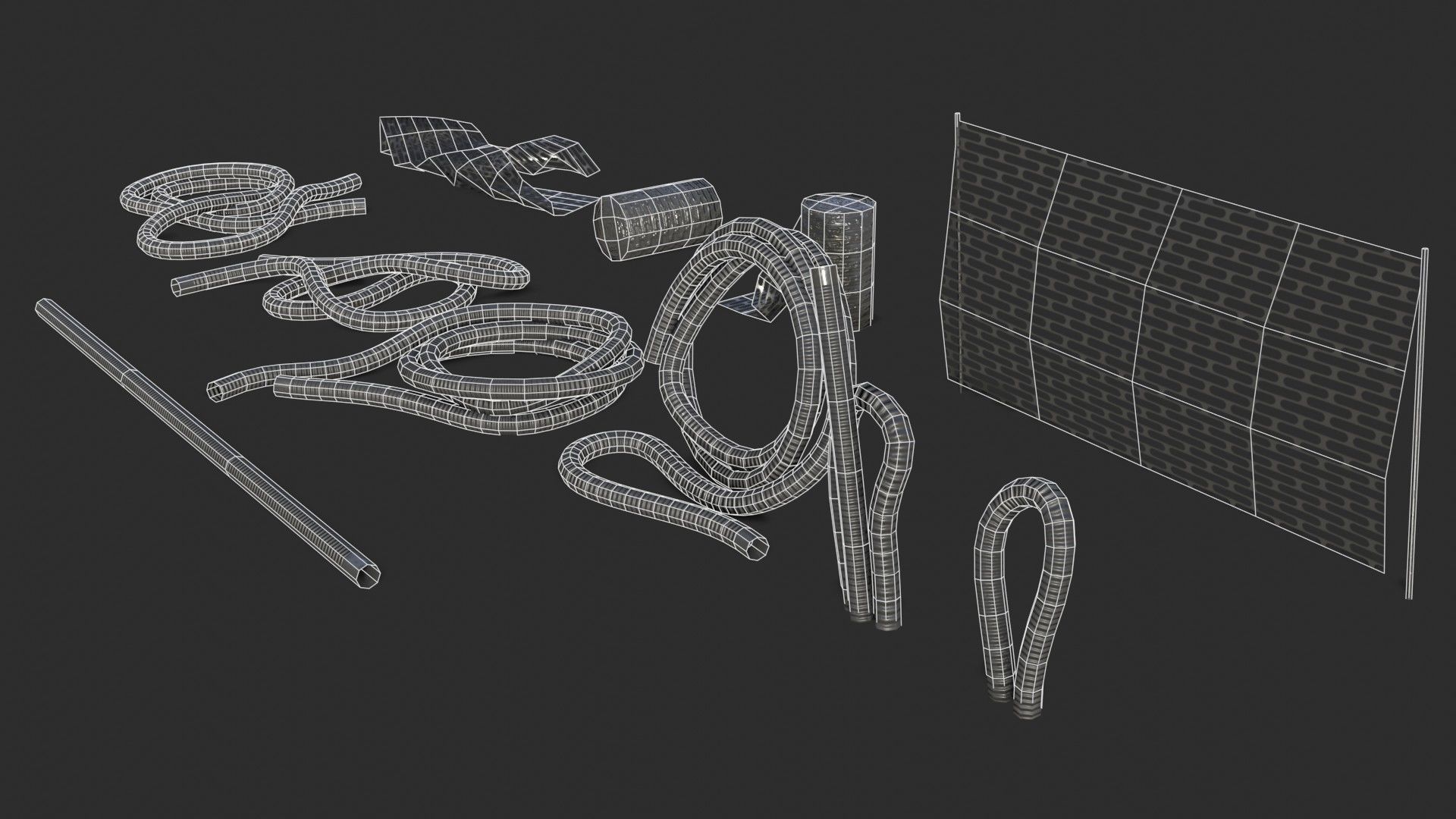 Plastic Ducts and Construction Elements Low-poly 3D model_13