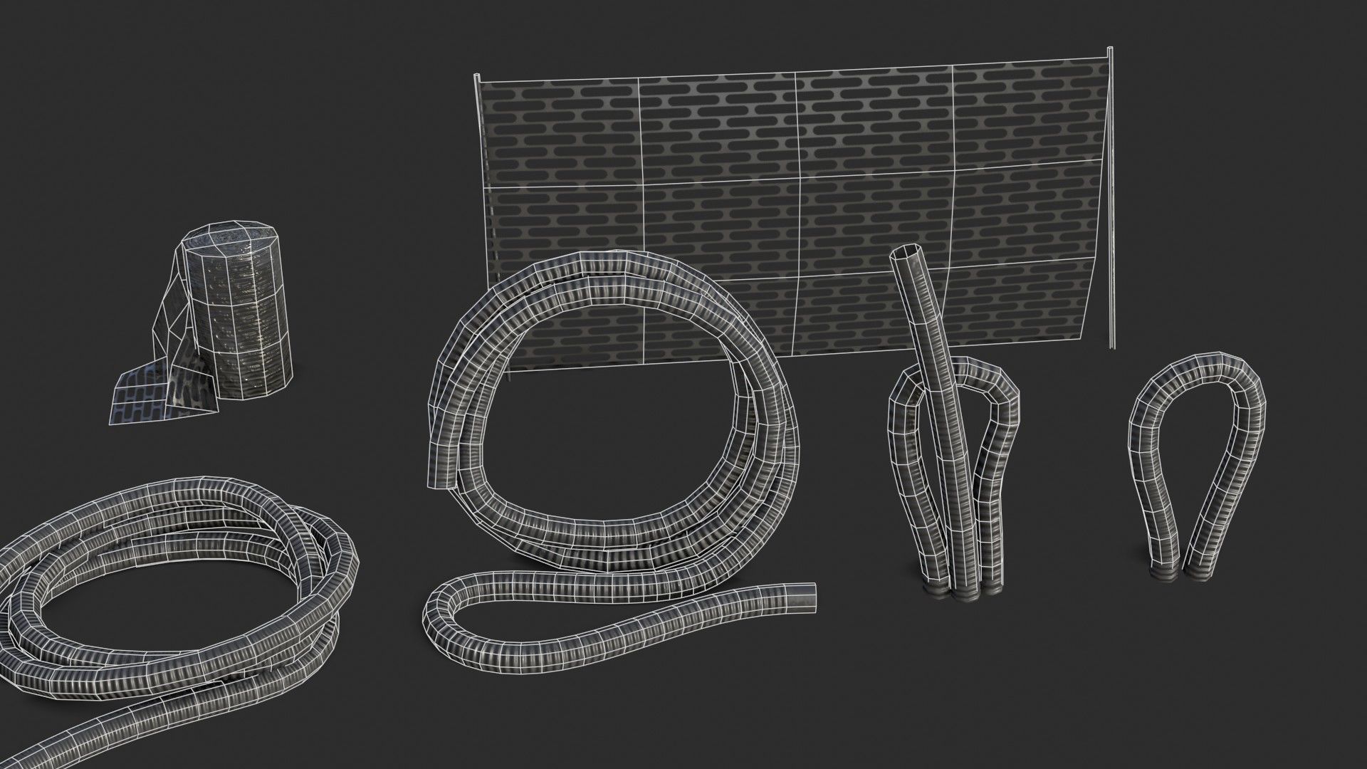 Plastic Ducts and Construction Elements Low-poly 3D model_18