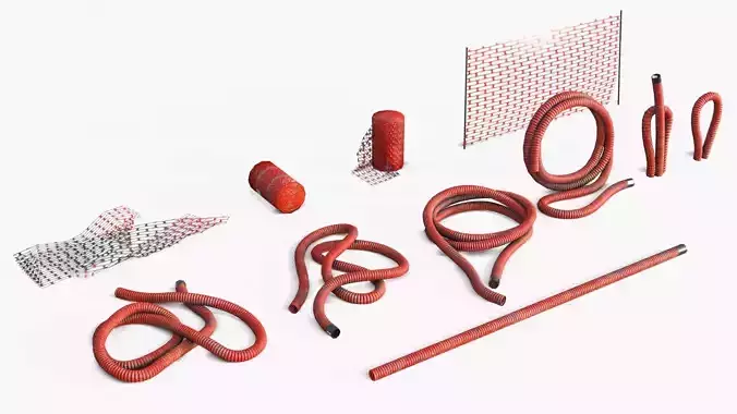 Plastic Ducts and Construction Elements Low-poly 3D model