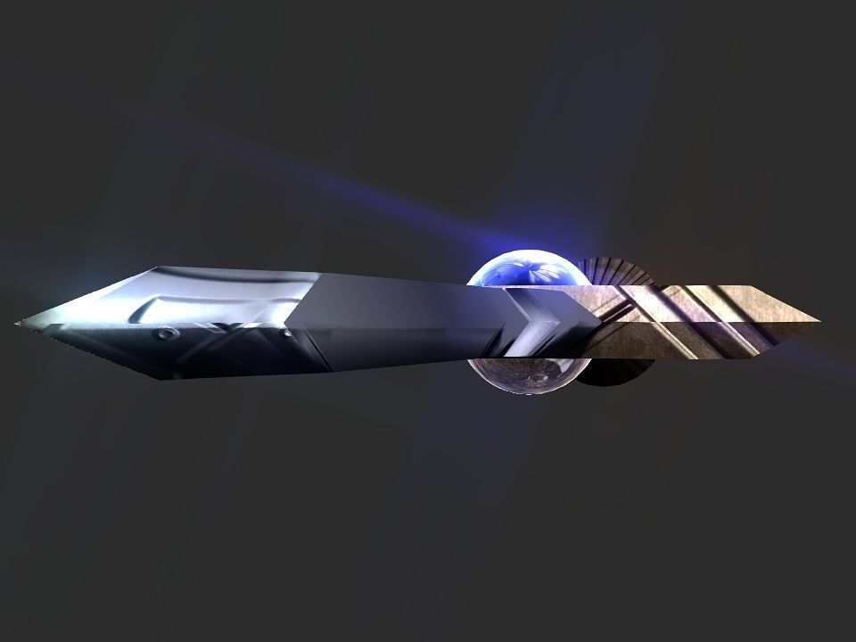 Space Calibur Cannon Spaceship Low-poly 3D model_4