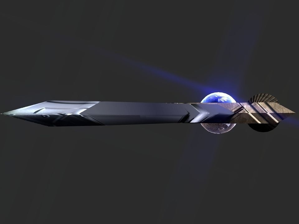 Space Calibur Cannon Spaceship Low-poly 3D model_6