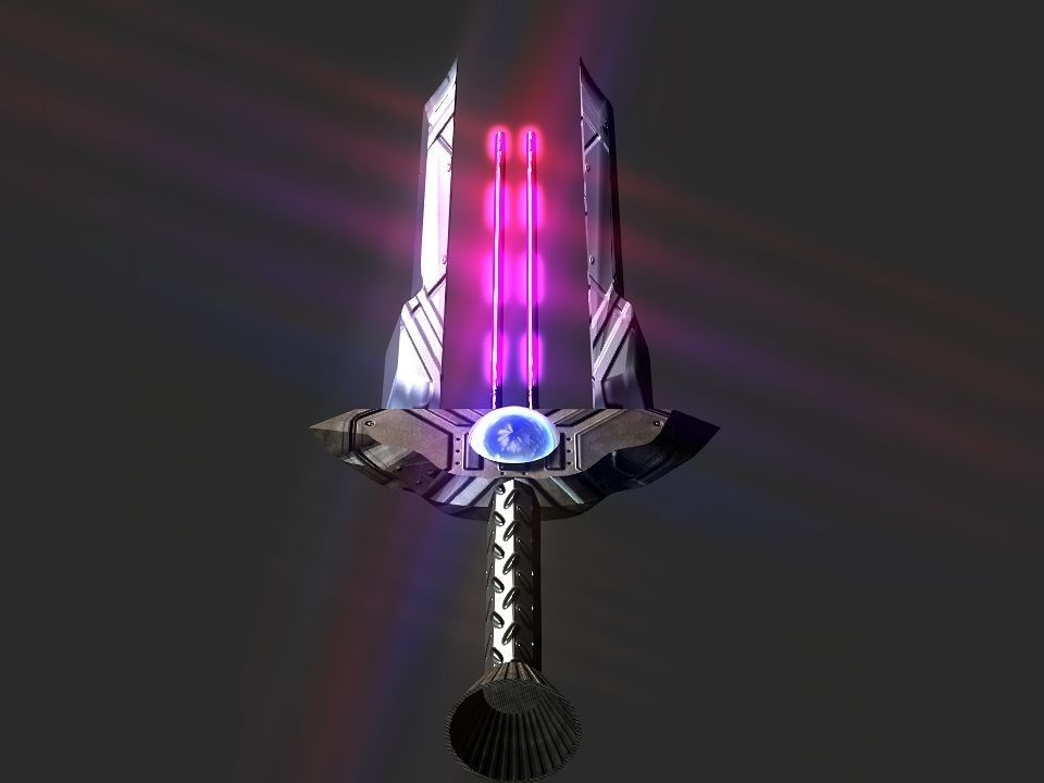 Space Calibur Cannon Spaceship Low-poly 3D model_32