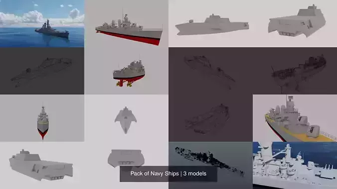 Pack of Navy Ships 3D Model Collection