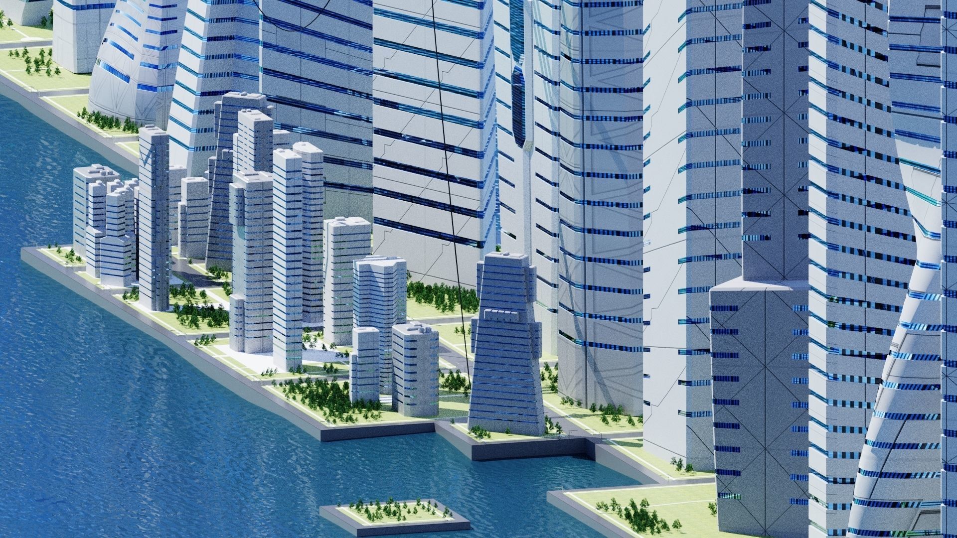 Sci-Fi City building set pack bundle Low-poly 3D model_14