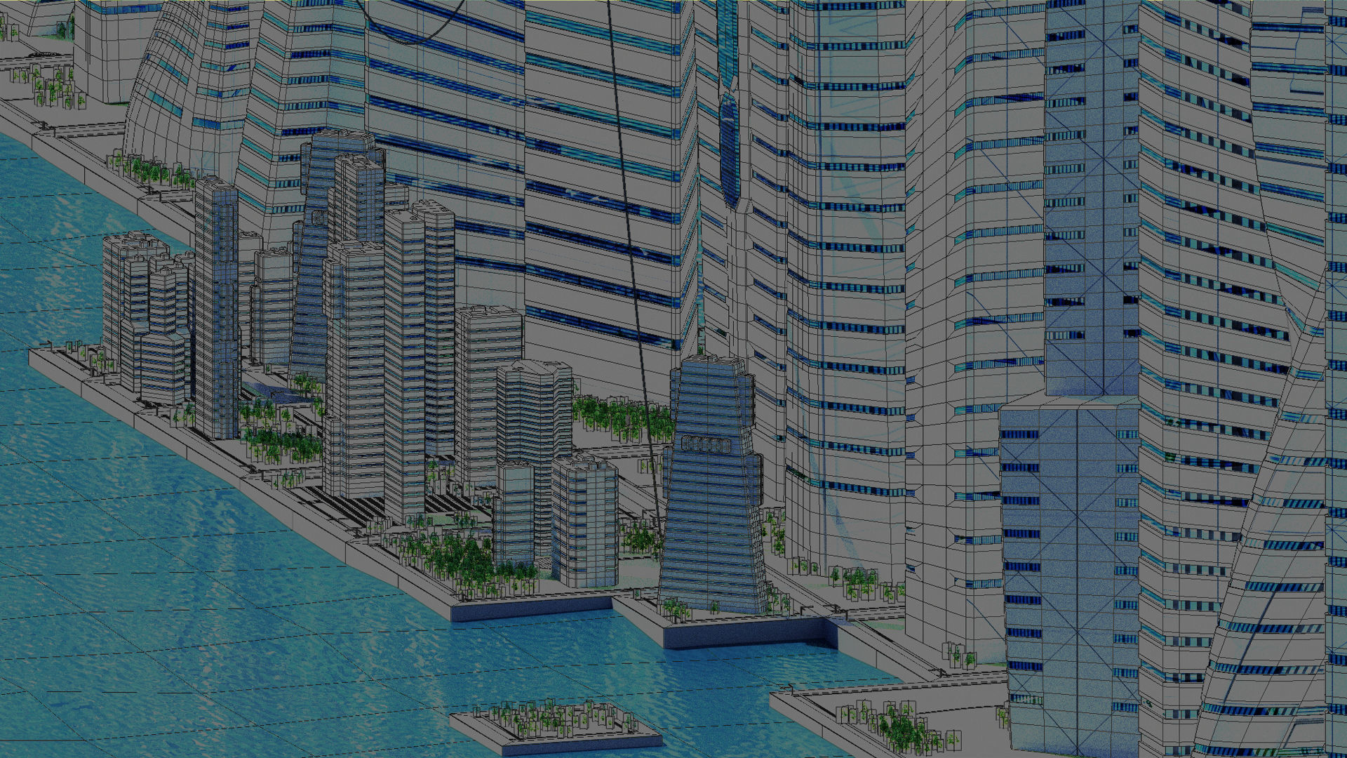 Sci-Fi City building set pack bundle Low-poly 3D model_15