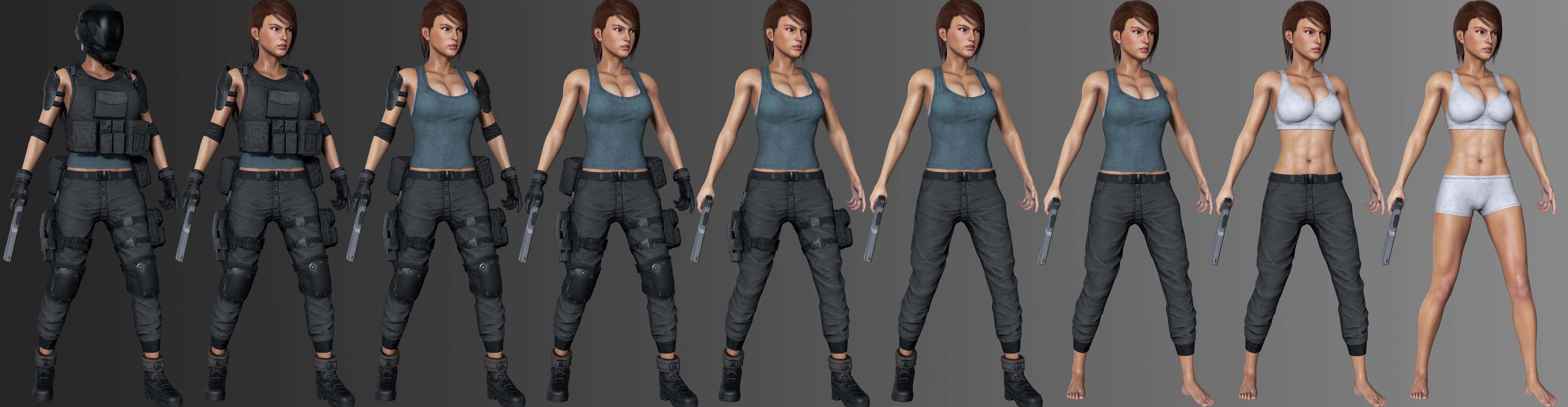 Female Soldier 1 Low-poly 3D model_6