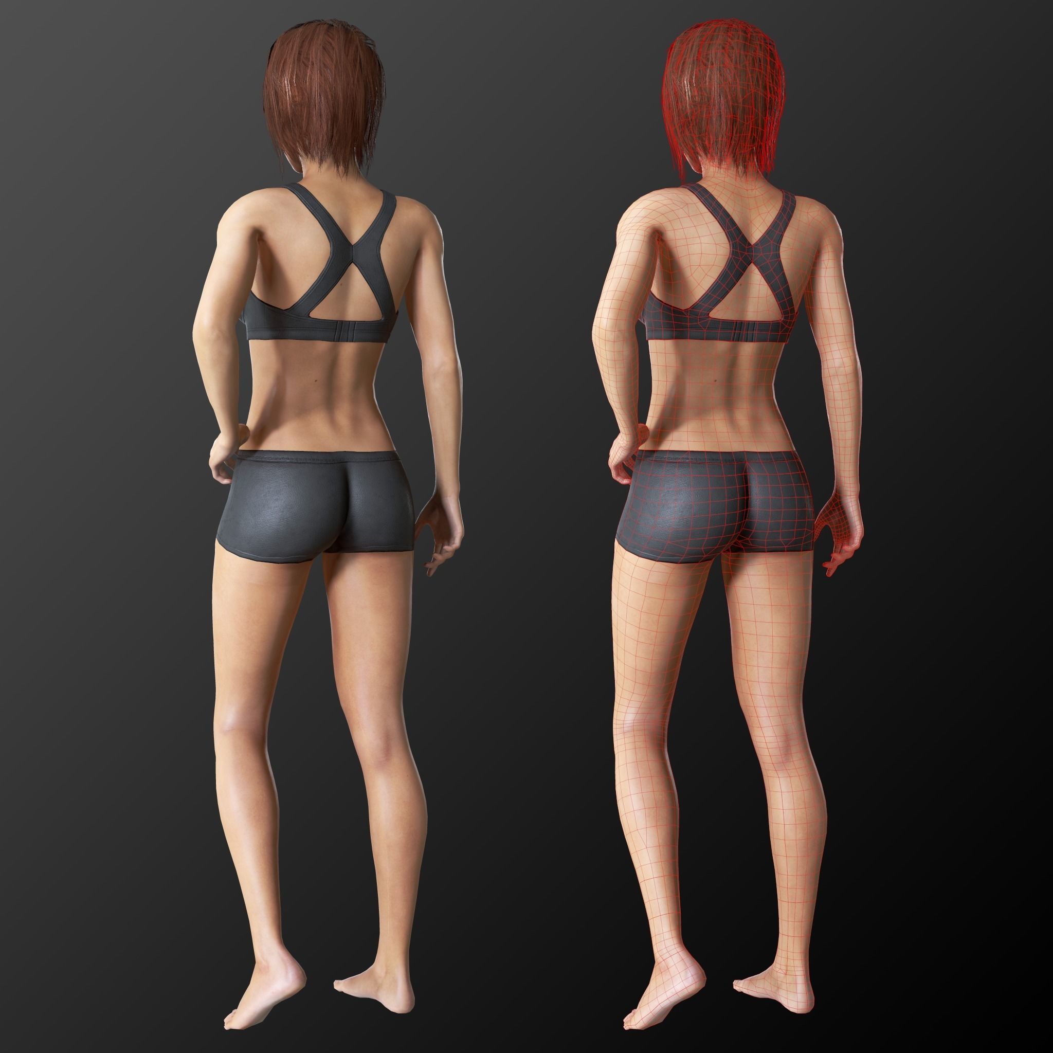 Female Soldier 1 Low-poly 3D model_13