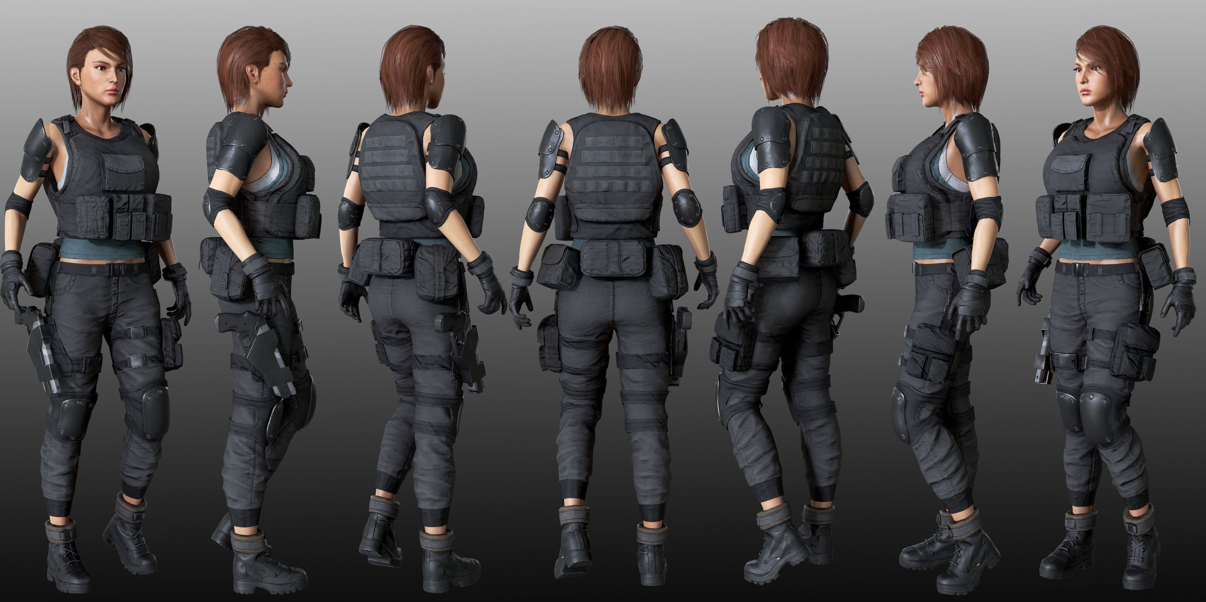 Female Soldier 1 Low-poly 3D model_9