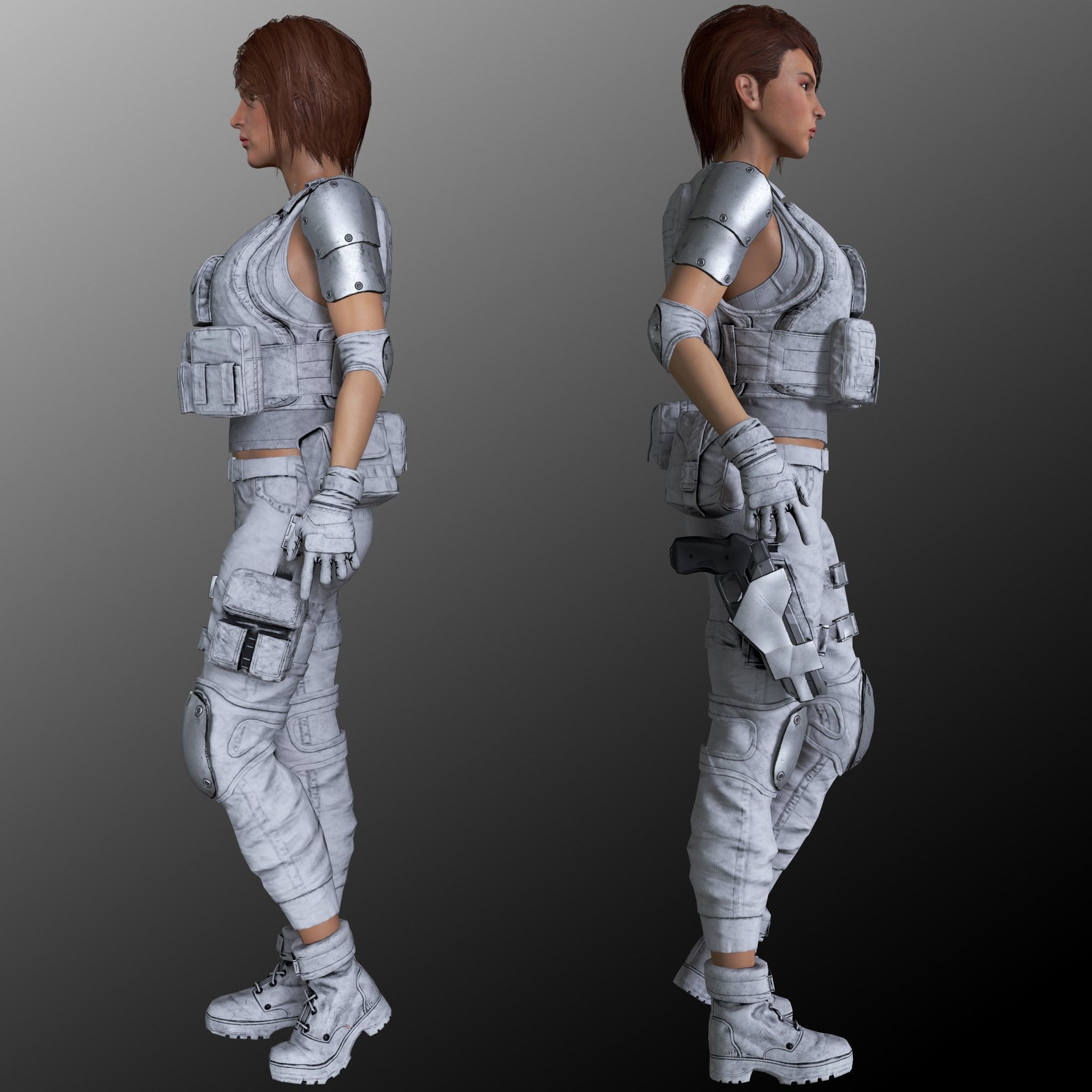 Female Soldier 1 Low-poly 3D model_5