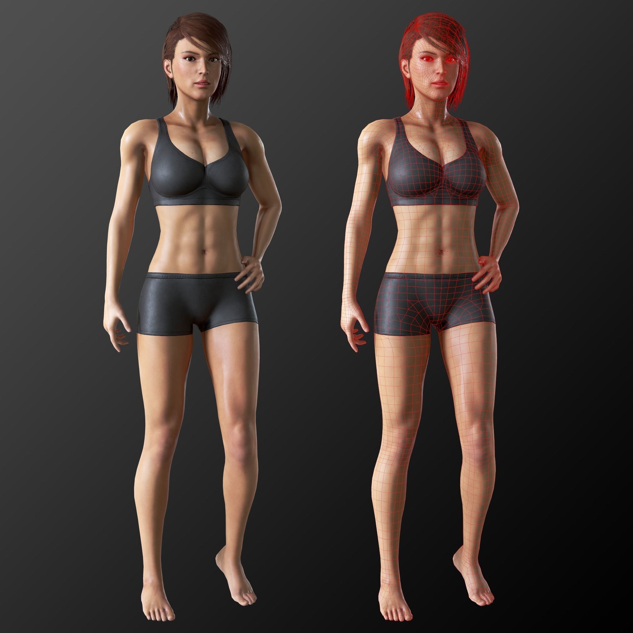 Female Soldier 1 Low-poly 3D model_12