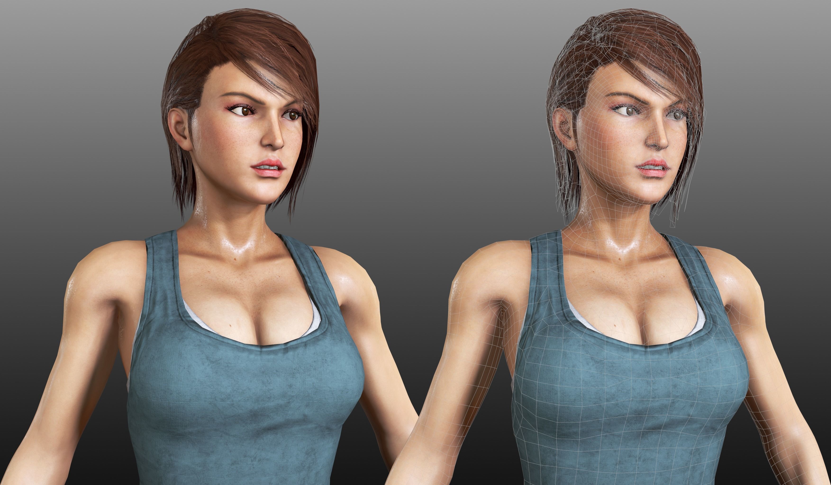 Female Soldier 1 Low-poly 3D model_8