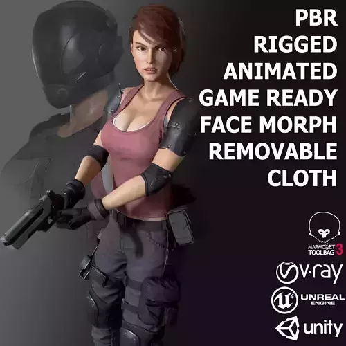 Female Soldier 1 Low-poly 3D model