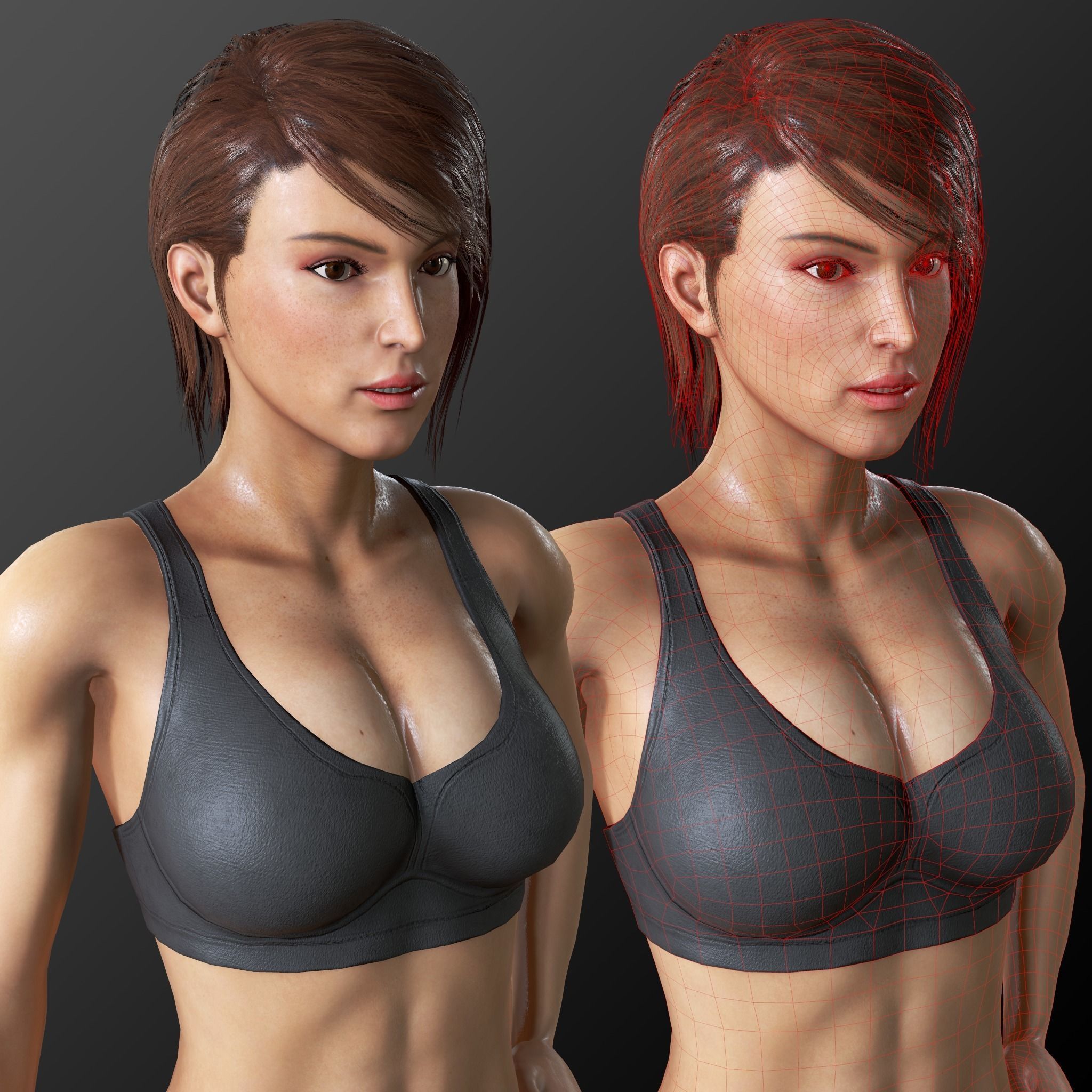 Female Soldier 1 Low-poly 3D model_11