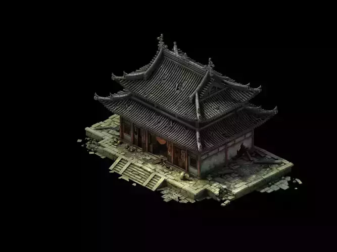 Game Model - prairie scene - Broken Temple 03 01