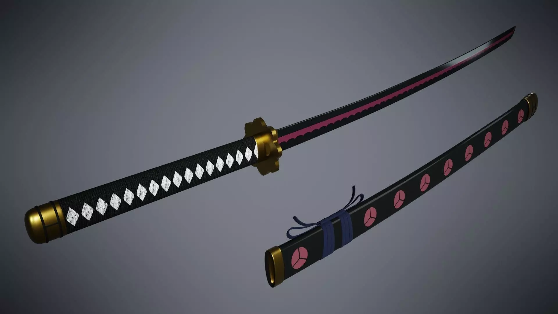 Katana Samurai Sword Shusui Zoro One Piece 3D model_0