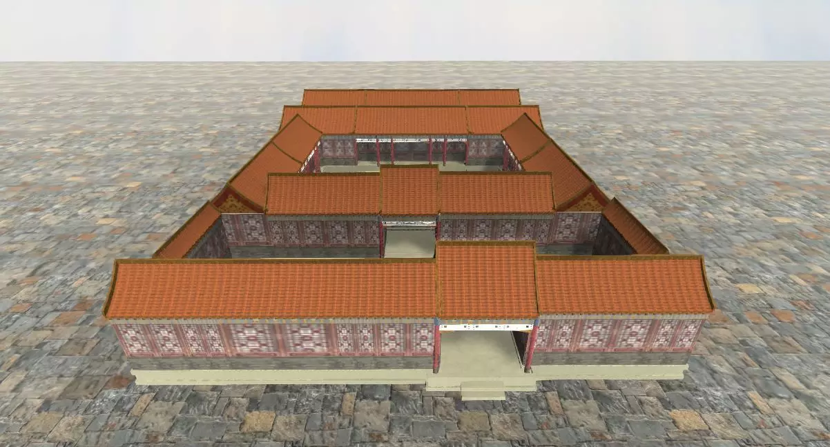 SiHeYuan chinese house with tile roof 3D model_0