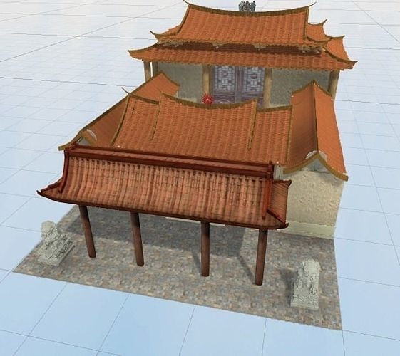 Fuangong chinese house with roof 3D model