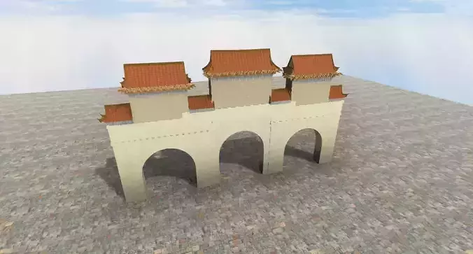 SanJianSiZhuPaiLou chinese arch bridge in minecraft