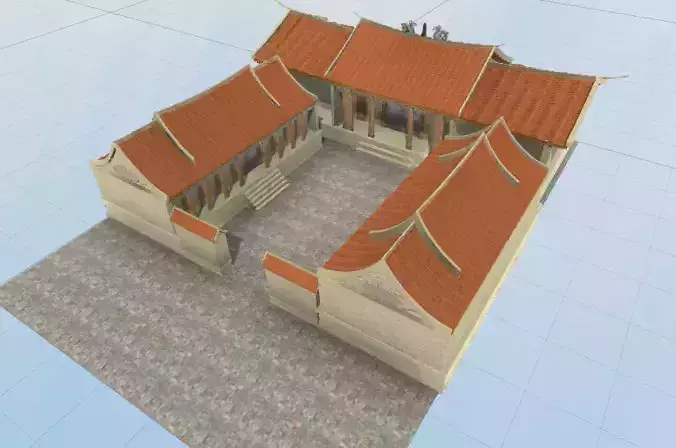 Guangfugong chinese house with tile roof