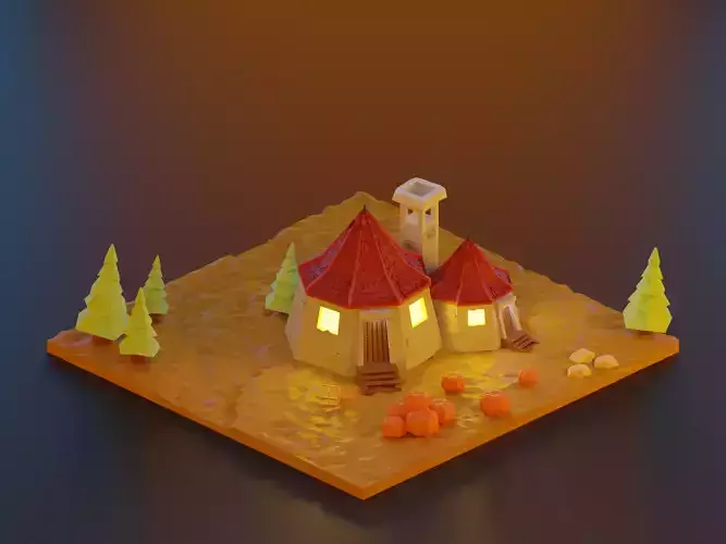 lowpoly hagrid hut