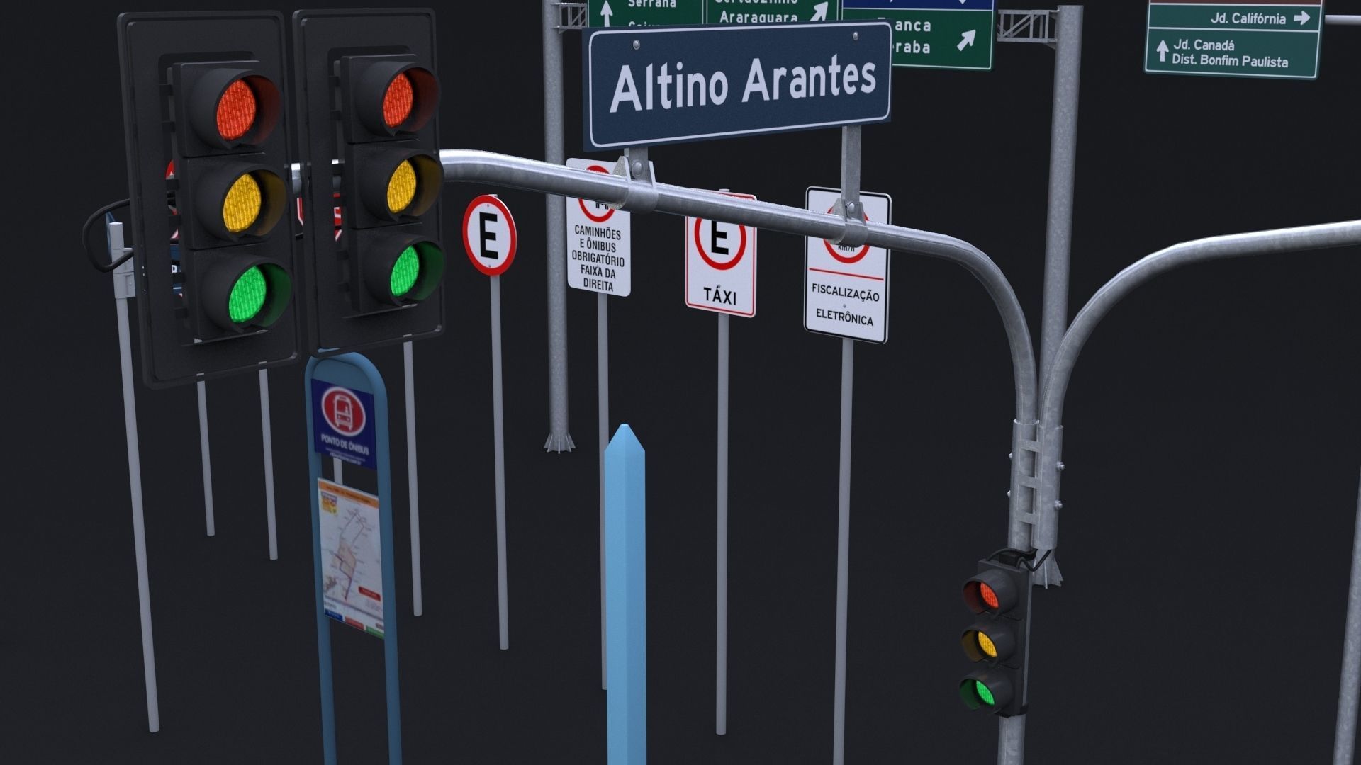 Brazilian Traffic Assets Low-poly 3D model_6