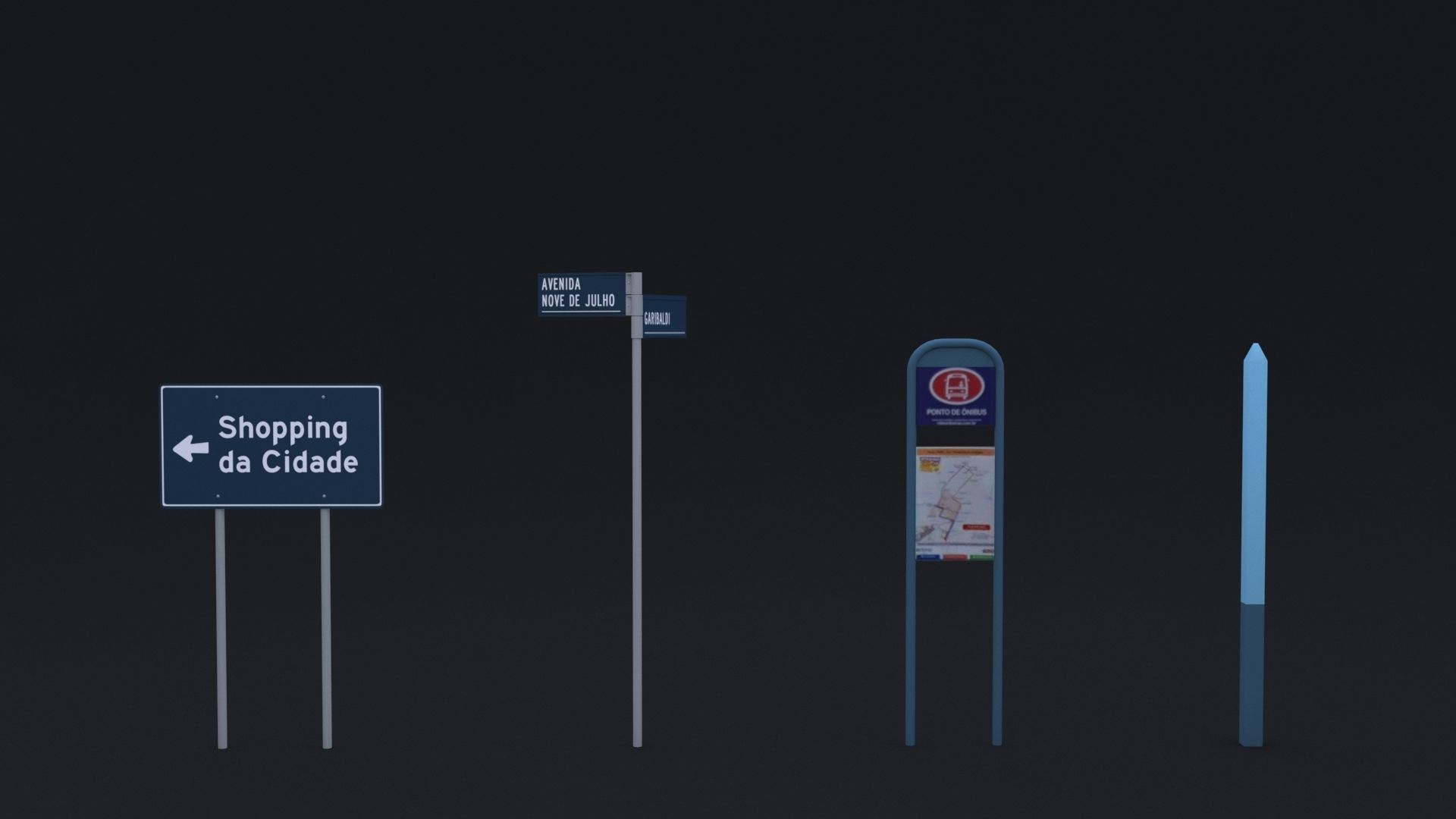 Brazilian Traffic Assets Low-poly 3D model_3