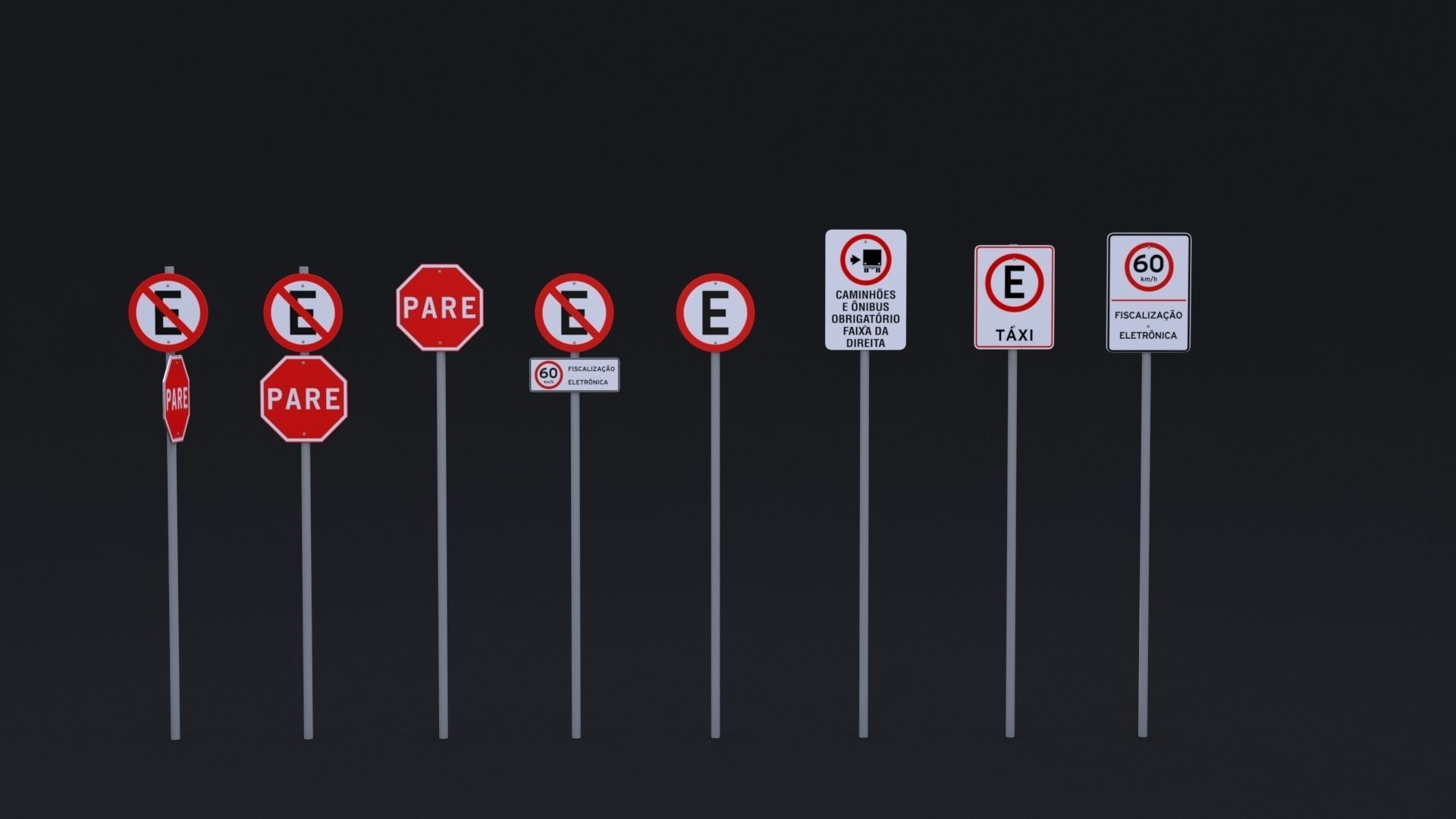 Brazilian Traffic Assets Low-poly 3D model_2